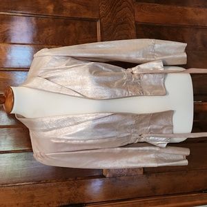 Silver Rose Gold Metallic Leather Jacket